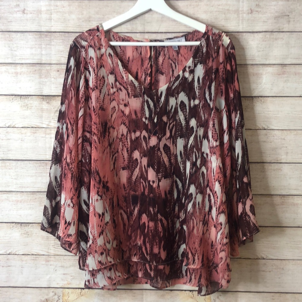 Jennifer Lopez Rose Wine Snake Print Blouse XL
